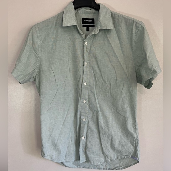 👕 Bonobos Light Green Short Sleeve Button-Up Shirt – Size L - Picture 2 of 9